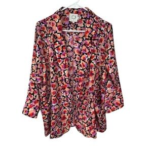 Lili Sidonio Chic Women's Floral Lightweight Open Front Blazer - Multicolor, XL